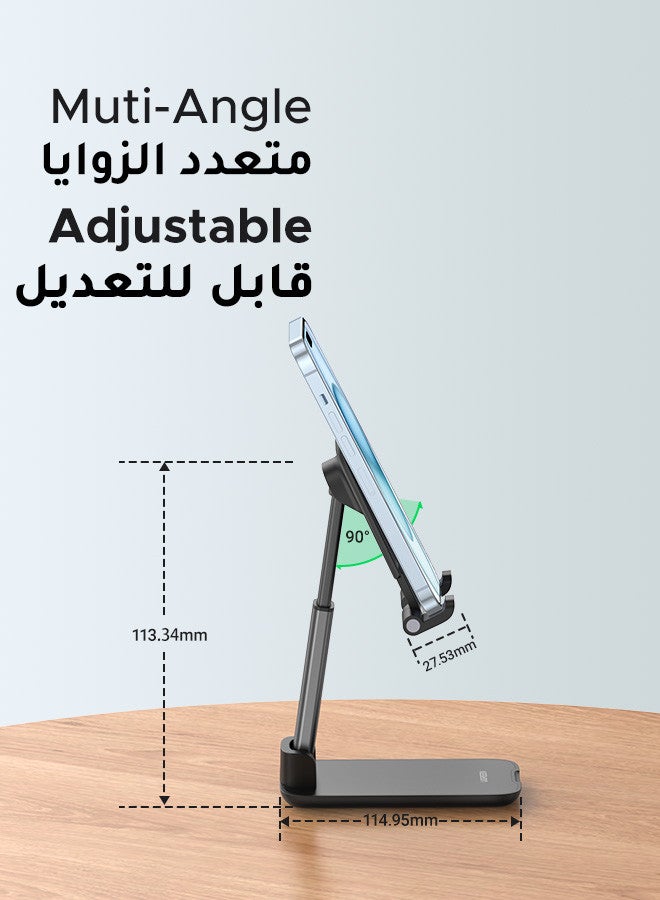 يو جرين حامل هاتف iPhone قابل للتعديل، حامل هاتف قابل للطي للمكتب، حامل iPhone للمكتب، لمعظم الهواتف، سلسلة آيفون 17/16، سلسلة سامسونج جالاكسي S25 S24، شاومي، HONOR، أسود - Image 2